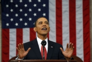 Obama při projevu před Kongresem.